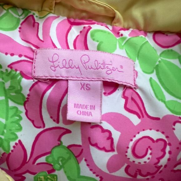 Lilly Pulitzer Goose Down Puffer Vest Yellow XS Floral - Picture 4 of 7